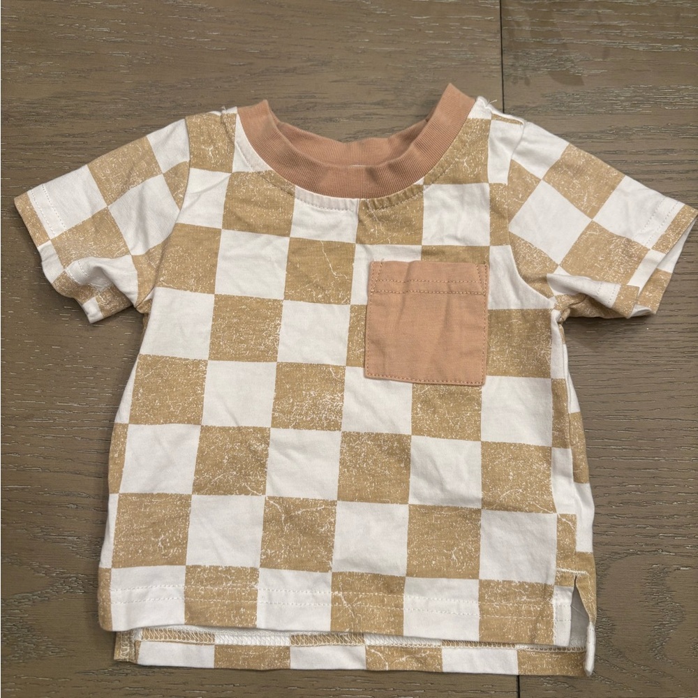 Little Bipsy Tan and White Checkered Tee